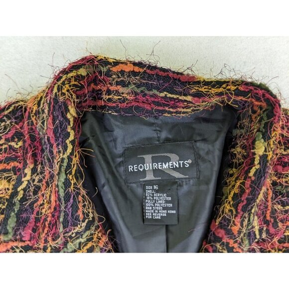 Requirements Women's Blazer Size 16 Red & Orange Fuzzy Textured Jacket - Picture 7 of 11